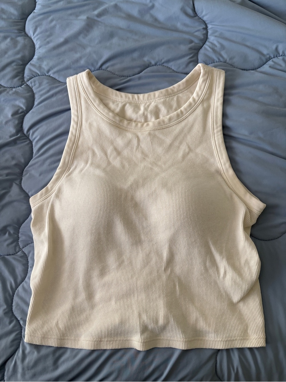 Uniqlo ribbed crop white bra top